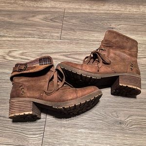 Rock and Candy Womens Sonni Faux Leather Combat Boots Tan Size 9